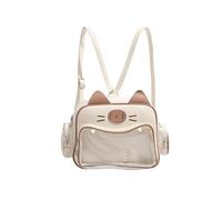 APAYAN School bags Y2K Cat Ita Bag Kawaii Pu Crossbody Bag Girls Transparent Pocket Harajuku Shoulder Bag Silver Backpack-D