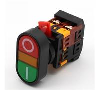 APBB22N 220V AC LED Light ON/OFF START STOP Momentary Push Button Switch 22mm 1 NO NC 1Pcs
