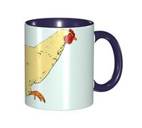 Apbdffjnf Animal Farm-Chicken Run Print Ceramic Coffee Mugs, 11 Oz Ceramic Mugs Tea Cups with Handle for Office and Home Navy Blue