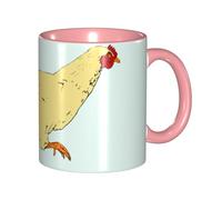 Apbdffjnf Animal Farm-Chicken Run Print Ceramic Coffee Mugs, 11 Oz Ceramic Mugs Tea Cups with Handle for Office and Home Pink
