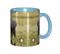 Apbdffjnf Baby Elephant Print Ceramic Coffee Mugs, 11 Oz Ceramic Mugs Tea Cups with Handle for Office and Home Sky Blue
