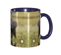 Apbdffjnf Baby Elephant Print Ceramic Coffee Mugs, 11 Oz Ceramic Mugs Tea Cups with Handle for Office and Home Navy Blue