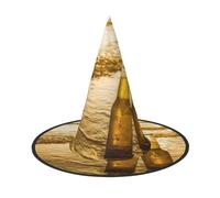 Apbdffjnf Bottles Beer Beach Sunset Time Print Halloween Witch Hat Pointed Witch Hat Costume Accessory for Halloween Party Decoration