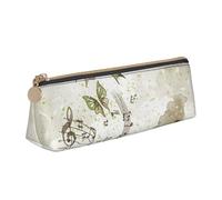 Apbdffjnf Butterfly and Cello Print Triangle Pencil Case Leather Pencil Bag Pen Pouch Makeup Bag for Women Men School Office and Travel