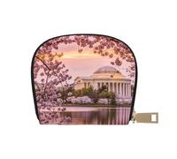 Apbdffjnf Cherry Blossoms Printed Leather Credit Card Holder ID Business Card Case Purse Small Wallet with Zipper for Men & Women