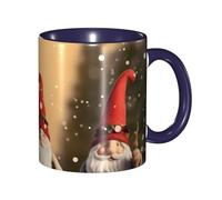 Apbdffjnf Christmas Gnomes Print Ceramic Coffee Mugs, 11 Oz Ceramic Mugs Tea Cups with Handle for Office and Home Navy Blue