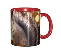 Apbdffjnf Christmas Squirrel Print Ceramic Coffee Mugs, 11 Oz Ceramic Mugs Tea Cups with Handle for Office and Home Red