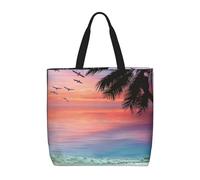 Apbdffjnf Coconut Palm Tree Sandy Beach Printed Totes Bag Shoulder Handbags Big Capacity Reusable Shopper Bag for Women Girls