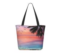 Apbdffjnf Coconut Palm Tree Sandy Beach Printed Totes Bag Shoulder Handbags Big Capacity Reusable Shopper Bag for Women Girls