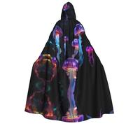 Apbdffjnf (color jellyfish) Print Adult Thick Hooded Cloak Unisex Cloak with Hood, Halloween Hooded Cape for Women Men Soft and Elastic