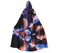 Apbdffjnf (Colorful Jellyfish) Print Adult Thick Hooded Cloak Unisex Cloak with Hood, Halloween Hooded Cape for Women Men Soft and Elastic