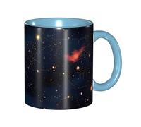 Apbdffjnf Constellation Star Clusters Galaxies Print Ceramic Coffee Mugs, 11 Oz Ceramic Mugs Tea Cups with Handle for Office and Home Sky Blue