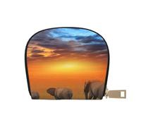 Apbdffjnf Cute Wild Elephant Printed Leather Credit Card Holder ID Business Card Case Purse Small Wallet with Zipper for Men & Women