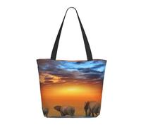 Apbdffjnf Cute Wild Elephant Printed Totes Bag Shoulder Handbags Big Capacity Reusable Shopper Bag for Women Girls