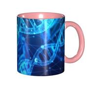 Apbdffjnf DNA Chain Photo Print Ceramic Coffee Mugs, 11 Oz Ceramic Mugs Tea Cups with Handle for Office and Home Pink