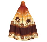 Apbdffjnf (Elephant and Giraffe in The Sunset) Print Adult Thick Hooded Cloak Unisex Cloak with Hood, Halloween Hooded Cape for Women Men Soft and Elastic
