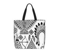 Apbdffjnf Feather Head Band Teepee Tent Bow Arrow Printed Totes Bag Shoulder Handbags Big Capacity Reusable Shopper Bag for Women Girls