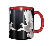 Apbdffjnf Flying Dove Print Ceramic Coffee Mugs, 11 Oz Ceramic Mugs Tea Cups with Handle for Office and Home Red