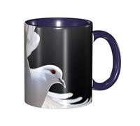 Apbdffjnf Flying Dove Print Ceramic Coffee Mugs, 11 Oz Ceramic Mugs Tea Cups with Handle for Office and Home Navy Blue