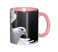 Apbdffjnf Flying Dove Print Ceramic Coffee Mugs, 11 Oz Ceramic Mugs Tea Cups with Handle for Office and Home Pink