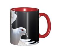 Apbdffjnf Flying Dove Print Ceramic Coffee Mugs, 11 Oz Ceramic Mugs Tea Cups with Handle for Office and Home Red