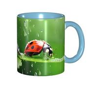 Apbdffjnf Funny Ladybug Print Ceramic Coffee Mugs, 11 Oz Ceramic Mugs Tea Cups with Handle for Office and Home Sky Blue