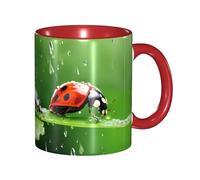Apbdffjnf Funny Ladybug Print Ceramic Coffee Mugs, 11 Oz Ceramic Mugs Tea Cups with Handle for Office and Home Red