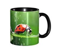 Apbdffjnf Funny Ladybug Print Ceramic Coffee Mugs, 11 Oz Ceramic Mugs Tea Cups with Handle for Office and Home Black