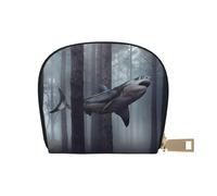 Apbdffjnf Funny Sharks Design Printed Leather Credit Card Holder ID Business Card Case Purse Small Wallet with Zipper for Men & Women