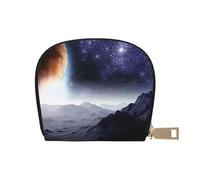 Apbdffjnf Galaxy Nature Milky Way Atmosphere Planet Printed Leather Credit Card Holder ID Business Card Case Purse Small Wallet with Zipper for Men & Women