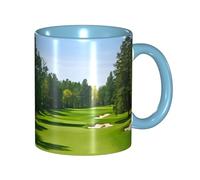 Apbdffjnf Golf Course Lawn Print Ceramic Coffee Mugs, 11 Oz Ceramic Mugs Tea Cups with Handle for Office and Home Sky Blue