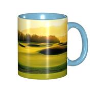 Apbdffjnf Golf Course Print Ceramic Coffee Mugs, 11 Oz Ceramic Mugs Tea Cups with Handle for Office and Home Sky Blue