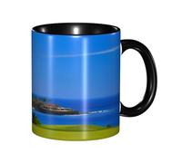 Apbdffjnf Golf Course Print Ceramic Coffee Mugs, 11 Oz Ceramic Mugs Tea Cups with Handle for Office and Home Black
