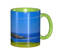 Apbdffjnf Golf Course Print Ceramic Coffee Mugs, 11 Oz Ceramic Mugs Tea Cups with Handle for Office and Home Green