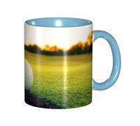 Apbdffjnf Golf Course Print Ceramic Coffee Mugs, 11 Oz Ceramic Mugs Tea Cups with Handle for Office and Home Sky Blue