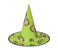 Apbdffjnf Green Clever Monkey Print Halloween Witch Hat Pointed Witch Hat Costume Accessory for Halloween Party Decoration