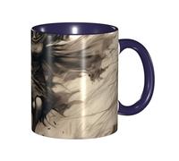 Apbdffjnf Halloween Witch Flying Print Ceramic Coffee Mugs, 11 Oz Ceramic Mugs Tea Cups with Handle for Office and Home Navy Blue