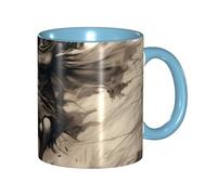 Apbdffjnf Halloween Witch Flying Print Ceramic Coffee Mugs, 11 Oz Ceramic Mugs Tea Cups with Handle for Office and Home Sky Blue