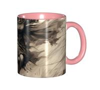 Apbdffjnf Halloween Witch Flying Print Ceramic Coffee Mugs, 11 Oz Ceramic Mugs Tea Cups with Handle for Office and Home Pink
