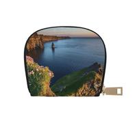 Apbdffjnf Ireland Outdoors County Clare The Cliffs Printed Leather Credit Card Holder ID Business Card Case Purse Small Wallet with Zipper for Men & Women