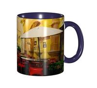 Apbdffjnf Italian Old Street Print Ceramic Coffee Mugs, 11 Oz Ceramic Mugs Tea Cups with Handle for Office and Home Navy Blue