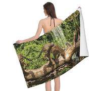 Apbdffjnf Jaguar Cat on Tree Trunk Waterfall Printed Bath Towel Quick Dry Super Absorbent Microfiber Towels for Travel Beach Swim Camping Gym 80x130 cm