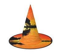 Apbdffjnf Lake Guitar Reflection Print Halloween Witch Hat Pointed Witch Hat Costume Accessory for Halloween Party Decoration