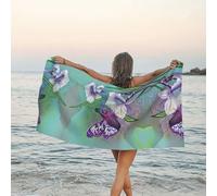 Apbdffjnf Lilies and Butterfly Printed Bath Towel, 27.5"x55" Quick Dry Soft Super Absorbent Microfiber Towels for Indoor Outside Travel Beach Gym
