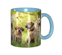 Apbdffjnf Loads of Golden Retrievers Print Ceramic Coffee Mugs, 11 Oz Ceramic Mugs Tea Cups with Handle for Office and Home Sky Blue