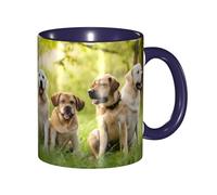 Apbdffjnf Loads of Golden Retrievers Print Ceramic Coffee Mugs, 11 Oz Ceramic Mugs Tea Cups with Handle for Office and Home Navy Blue
