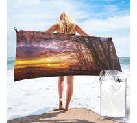 Apbdffjnf Lonely Bench Sunset Print Bath Towel Quick Dry Beach Towel Super Absorbent Microfiber Towels for Travel Beach Gym 27.5"x55"