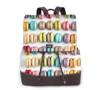 Apbdffjnf Macaron Biscuit Flavored Pastries Print Women'S Leather Backpack Ladies Fashion Leather Casual Daypack Travel Bag Schoolbags
