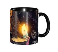 Apbdffjnf Magic Witch Witchcraft Bohemian Drawing Print Ceramic Coffee Mugs, 11 Oz Ceramic Mugs Tea Cups with Handle for Office and Home Black