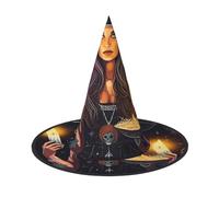 Apbdffjnf Magic Witch Witchcraft Bohemian Drawing Print Halloween Witch Hat Pointed Witch Hat Costume Accessory for Halloween Party Decoration